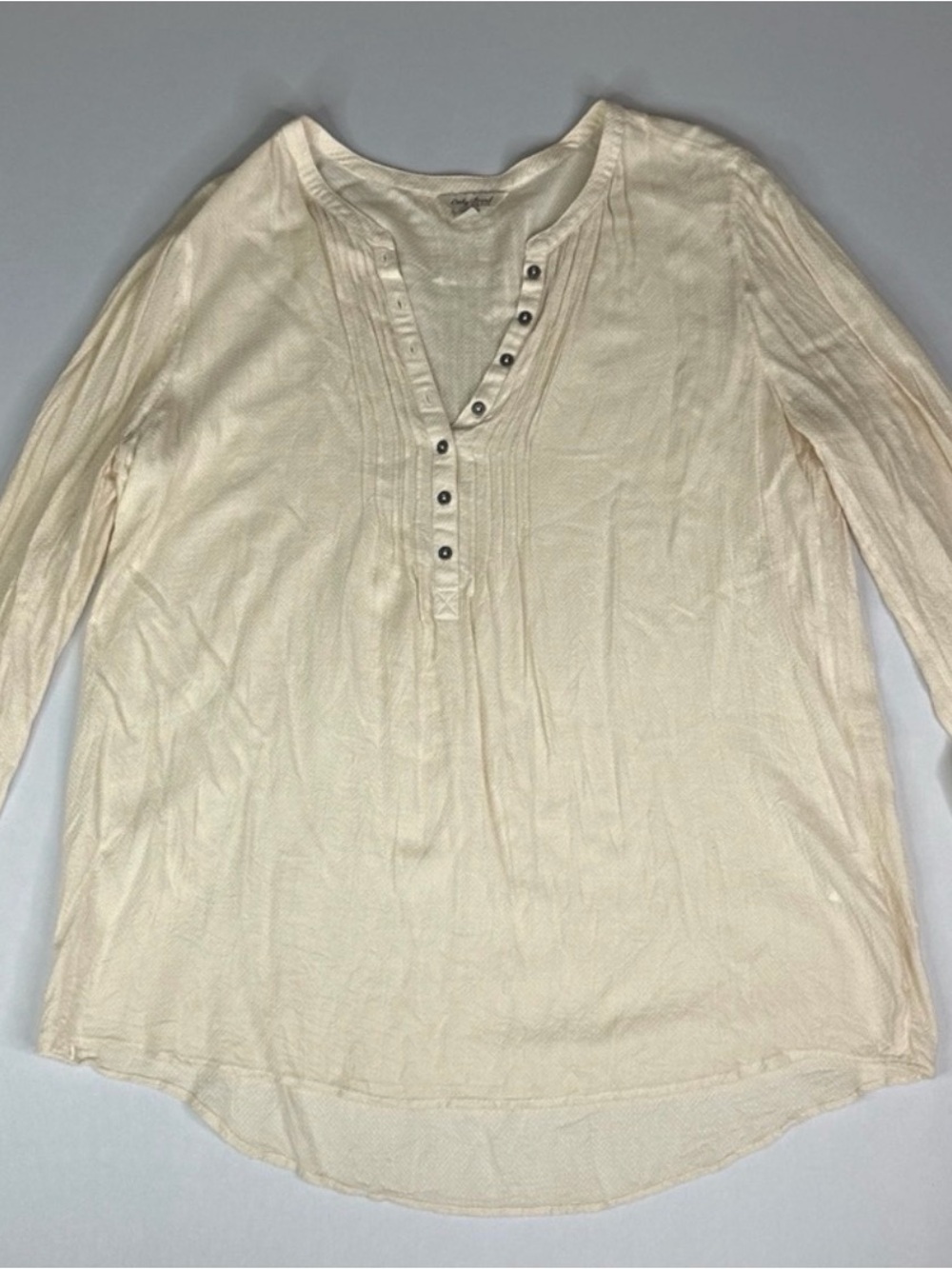 Lucky Brand Women's Cream Button Henley Long-Sleeve Top